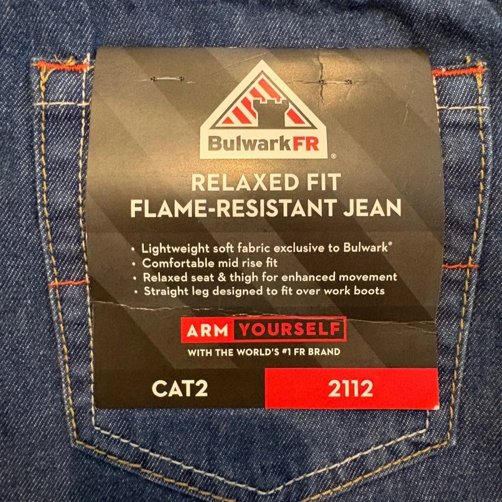 NWT Bulwark FR Flame Resistant Jeans 36x30 Relaxed Fit CAT2 Arc Rated 9 cal 2112